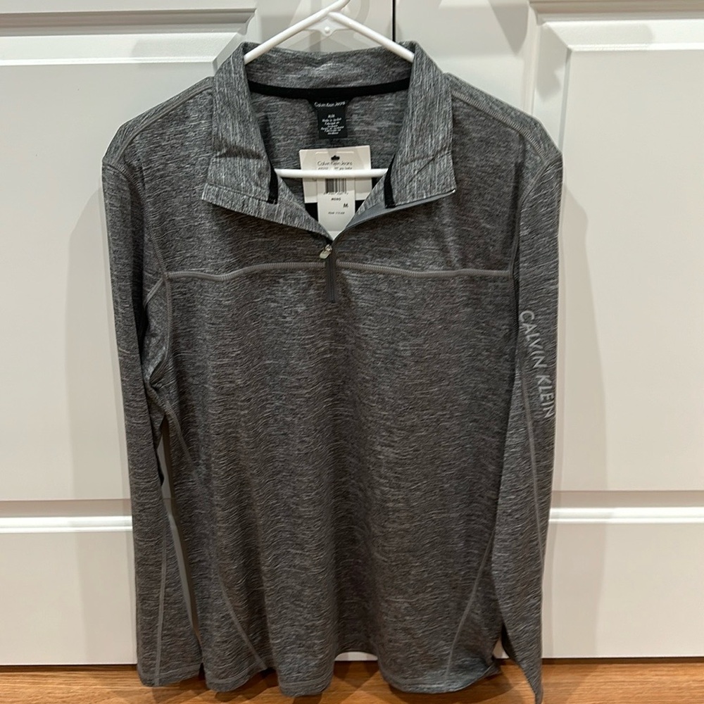 Calvin Klein Men’s 1/4 Zip Pullover Athletic Shirt Grey Size Large